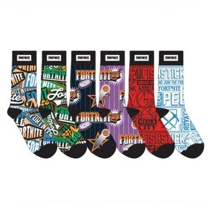Fortnite 6pk Crew Sock men Size